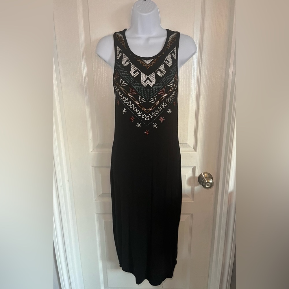 Long Black - Patterned Dress